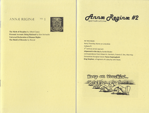 Scanned covers of issues 1 and 2 of Annæ Reginæ