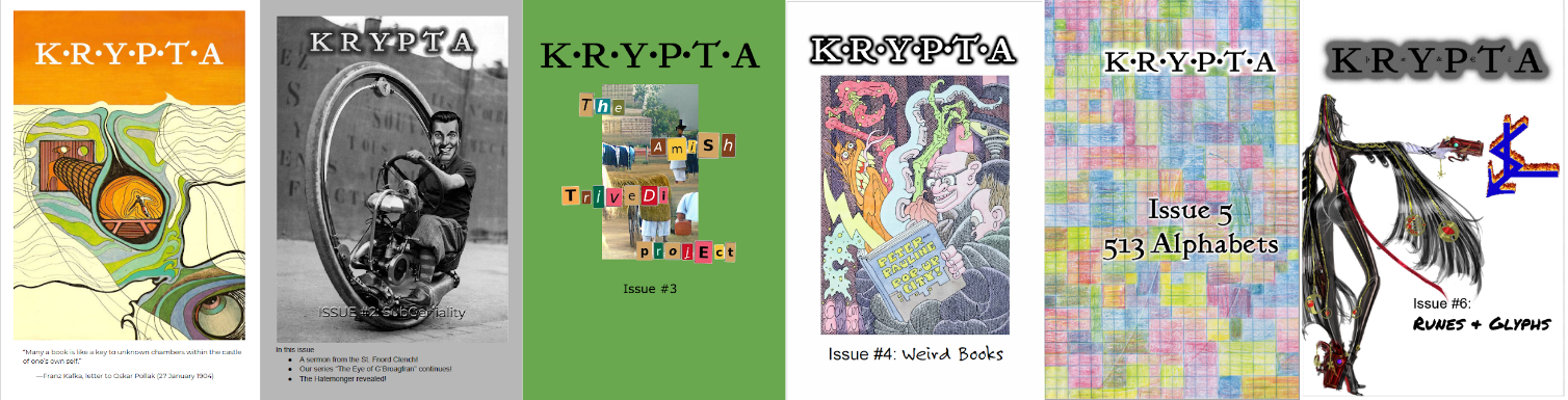 Covers of Issues 1-6 of KRYPTA