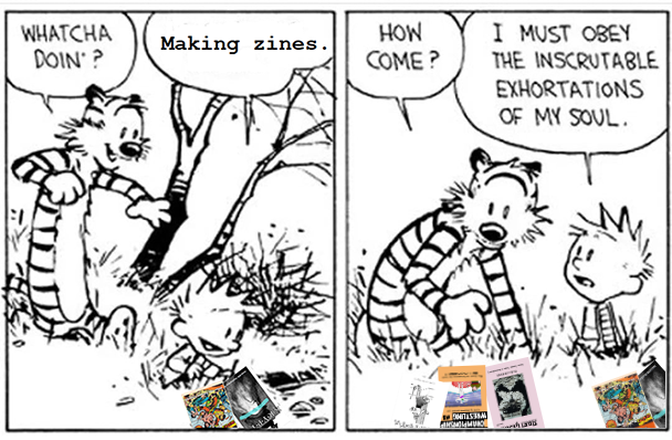 Calvin making zines
